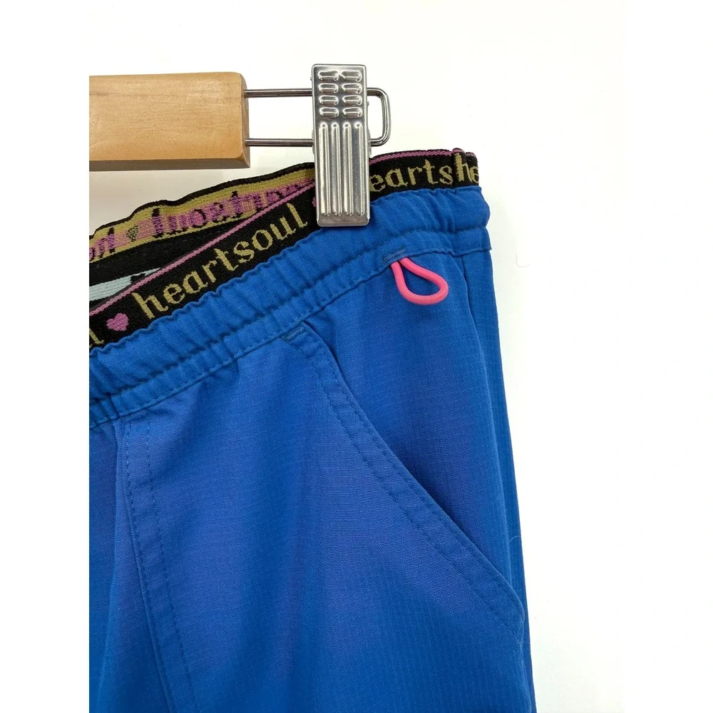 Heartsoul Scrub Pants Women Petite Royal Blue 20110P Low Rise Drawstring Cargo - Picture 4 of 6